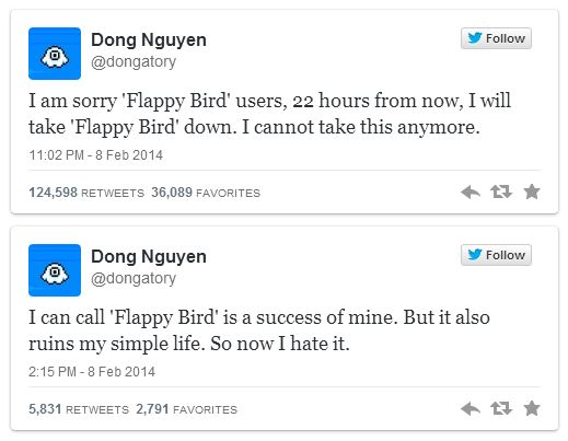 Конец игры Flappy Bird