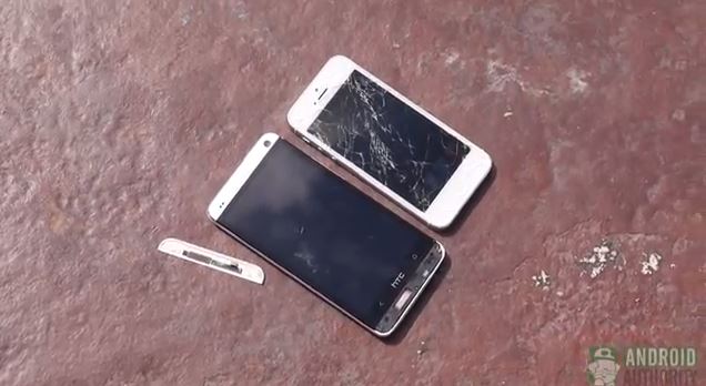 HTC One vs iPhone 5 crushtest