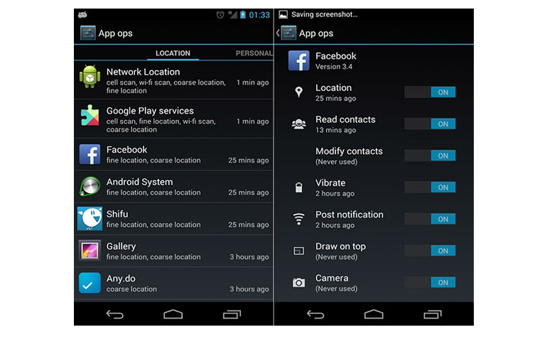 Скрытая панель управления активностью приложения в новой ОС Android 4.3